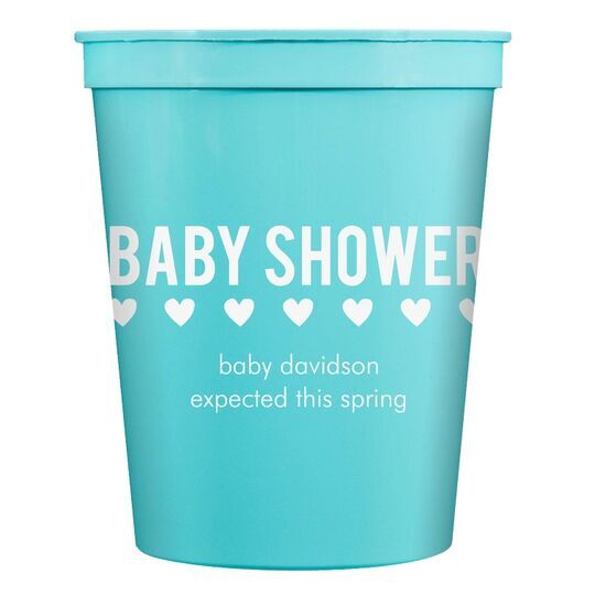 Baby Shower with Hearts Stadium Cups